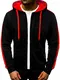 OZONEE Herren Kapuzenpullover Sweatjacke Sweatshirt Farbvarianten Kapuzenjacke Kapuzenpulli mit Reißverschluss Langarm Hoodie Sport Style Casual Fitness Training Basic 777/7471B SCHWARZ-ROT M