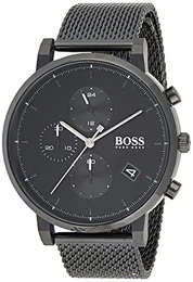 Chronograph Quarz Uhr für Herren mit Schwarzes Edelstahl-Mesh-Gliederarmband - 1513813