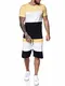 OneRedox Herren Short-Jogginganzug Shortanzug Sportanzug Short T-Shirt Modell 1465 Gelb Weiss Schwarz M