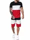 OneRedox Herren Short-Jogginganzug Shortanzug Sportanzug Short T-Shirt Modell 1465 Schwarz Weiss Rot M