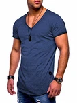 Rello & Reese Herren T-Shirt Kurzarm Basic Oversize V-Neck MT-7102 Navy wash (MT-7102)