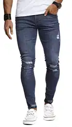 Herren Jeans Hose Slim Fit Denim Blaue graue Lange Jeanshose für Männer Coole Jungen weiße Stretch Freizeithose Schwarze Cargo Chino Sommer Winter Basic LN9145 W31L32 Dunkel Blau