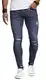 Leif Nelson Herren Jeans Hose Slim Fit Denim Blaue graue Lange Jeanshose für Männer Coole Jungen weiße Stretch Freizeithose Schwarze Cargo Chino Sommer Winter Basic LN9145 W31L32 Dunkel Blau