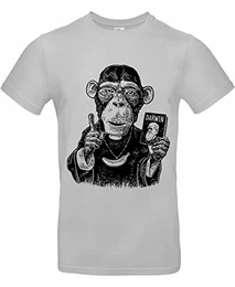 Smilo & Bron Herren T-Shirt mit Motiv Über die Entstehung der Arten Bedruckt Grau Pacific Grey M
