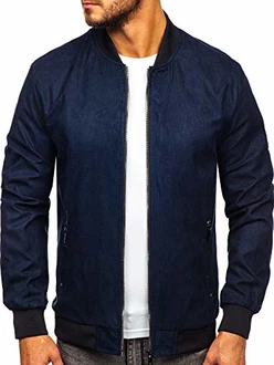 BOLF Herren Bomberjacke Übergangsjacke Stehkragen [1A1] Dunkelblau (4D4)