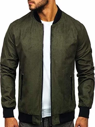 Herren Bomberjacke Übergangsjacke Steppjacke Sportjacke Stehkragen Reißverschluss Zip Casual Sport Street Style Nature 6117 Grün M [4D4]