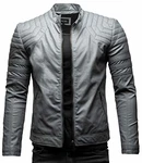 Crone Blackhawk Herren Biker Eco Lederjacke Vegane Bikerjacke Grau