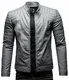 Crone Blackhawk Herren Biker Eco Lederjacke Vegane Bikerjacke (M, Grau (Ecoleder))