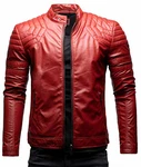 Crone Blackhawk Herren Biker Eco Lederjacke Vegane Bikerjacke Blutrot