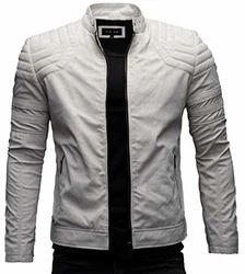 Crone Blackhawk Herren Biker Eco Lederjacke Vegane Bikerjacke Creme Beige