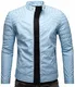 Crone Blackhawk Herren Biker Eco Lederjacke Vegane Bikerjacke (M, Hellblau (Ecoleder))