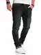 REHYPE Herren Jeans Slim-Fit Strech Hose Denim Used-Wash Basic D-441 Schwarz W32/L32