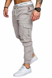 Jogger Cargo Herren Chino Jeans Hose 7001 Hellgrau W32