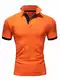 REPUBLIX Herren Basic Poloshirt Kontrast Kurzarm Polohemd Kragen T-Shirt R50104 Orange/Schwarz M