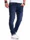 REHYPE Herren Jeans Slim-Fit Strech Hose Denim Used-Wash Basic D-441 Dunkelblau W32/L32