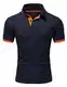 Amaci&Sons Herren Poloshirt Basic Kontrast Kragen Kurzarm Polohemd T-Shirt 5104 Navyblau/Orange S