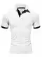 REPUBLIX Herren Basic Poloshirt Kontrast Kurzarm Polohemd Kragen T-Shirt R50104 Weiß/Schwarz L