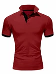 Amaci&Sons Poloshirt Basic Kontrast Kragen Kurzarm T-Shirt (5104) Bordeaux/Schwarz Amaci&Sons Poloshirt Basic Kontrast Kragen Kurzarm T-Shirt (5104) Bordeaux/Schwarz
