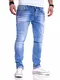 REHYPE Herren Jeans Slim-Fit Strech Hose Denim Used-Wash Basic D-441 Hellblau W32/L32