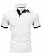 REPUBLIX Herren Basic Poloshirt Kontrast Kurzarm Polohemd Kragen T-Shirt R50104 Weiß/Schwarz M