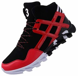 Herren Männer High Top Hohe Sneaker Turnschuhe Jungen Sportschuhe Basketballschuhe Schnürschuhe Hallenschuhe Laufschuhe rutschfeste Freizeitschuhe Trainer Rot 42 EU (43 Asien)