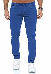 Herren Jeans Hose Slim-Fit Röhrenjeans Denim Colored Indigo W32 L32