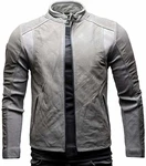 Crone Ever Herren Lederjacke Basic mit Stoff Elementen Elephant Grey