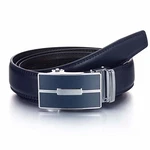YEHMAN Herren Ratsche Automatik Leder Gürtel ohne Löcher mit Automatikschließe (505) Marineblaublau