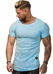 Herren T-Shirt Kurzarm Rundhals Oversize Tee Modell 1499 Türkis M