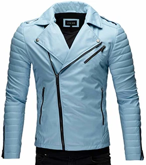 Crone Veit Herren Biker Eco Lederjacke Vegane Bikerjacke Hellblau Crone Veit Herren Biker Eco Lederjacke Vegane Bikerjacke Hellblau