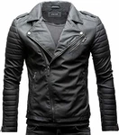 Crone Veit Herren Biker Eco Lederjacke Vegane Bikerjacke Matt Schwarz