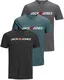 JACK & JONES Herren 3er-Set T-Shirts aus Baumwolle (Slim Fit Mix 16, L)
