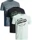 JACK & JONES Herren T Shirt 3er Pack Print Mix Rundhals Tee Regular Slim Fit O Neck Ausschnitt (Slim Fit Mix 17, M)