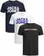 JACK & JONES Herren T Shirt 3er Pack Print Mix Rundhals Tee Regular Slim Fit O Neck Ausschnitt (Slim Fit Mix 15, M)