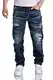 Amaci&Sons Herren Jeans Regular Straight Fit Denim Hose Destroyed 7984 Dunkelblau (Patches) W32/L32