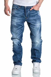 Herren Jeans Regular Straight Fit Denim Hose Destroyed 7984 Hellblau W32/L32