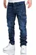 Amaci&Sons Herren Cargo Jeans Regular Slim Denim Hose Destroyed 7985 Dunkelblau W32/L32