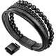 murtoo Armband Herren Leder Armband Naturstein Armband lederarmband Herren (19.5, Onyx,schwarz)