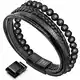 murtoo Armband Herren Leder Armband Naturstein Armband lederarmband Herren (19.5, Lava,schwarz)