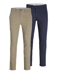 Herren Jjimarco Jjdave Akm 2 Pack Noos Hose, BEIGE/NAVY BLAZER, 34W / 36L EU