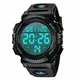 Digital Herren Uhren - Sport Outdoor Armbanduhr 5 ATM wasserdichte Schwarz Uhren mit Wecker/Kalender/Stoppuhr/Stoßfest