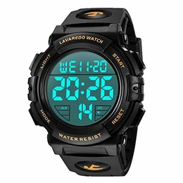 Digital Herren Uhren - Sport Outdoor Armbanduhr 5 ATM wasserdichte Schwarz Uhren mit Wecker/Kalender/Stoppuhr/Stoßfest