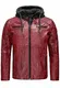 Lederjacke mit abnehmbarer Kapuze Bikerjacke Herren Kunstleder Dirtyrot M