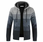 Shuanghao Herren Hoodie Strickjacke Cardigan Hellgrau