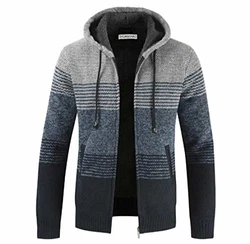 Shuanghao Herren Hoodie Strickjacke Cardigan Hellgrau
