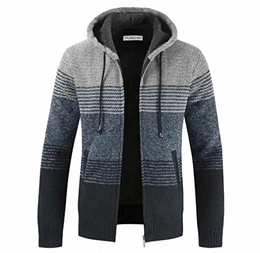 Herren Hoodie mit Kapuze Pullover Pulli Strick-Sweatshirt-Strickjacke-Cardigan, Freizeit-Winter-Kapuzen-Pulli-Strick-Jacke, Fleece-Innenseite Outdoor Herren kapuzenjacke für Hoodie (M, a-Hellgrau)