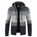 Shuanghao Herren Hoodie Strickjacke Cardigan Dunkelgrau