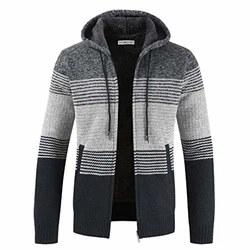 Shuanghao Herren Hoodie Strickjacke Cardigan Dunkelgrau