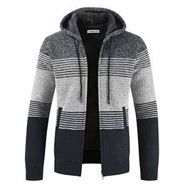Herren Hoodie mit Kapuze Pullover Pulli Strick-Sweatshirt-Strickjacke-Cardigan, Freizeit-Winter-Kapuzen-Pulli-Strick-Jacke, Fleece-Innenseite Outdoor Herren kapuzenjacke für Hoodie (M, Dunkelgrau)