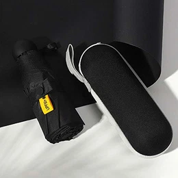Reiseschirm für Frauen Männer und Kinder,Sonnenkapsel Regenschirm, Faltschirm, Vinyl Falt Sonnenschirm, Sonnenschirm Regenschirm-schwarz_21 Zoll 8 Knochen,Taschenschirm Kompakt Reise Golfschirm